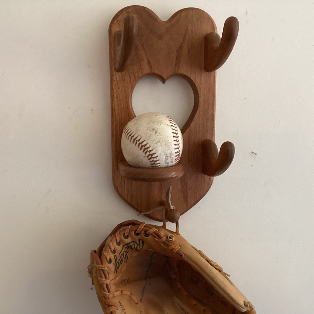 Vintage Wooden Baseball, Cap, Glove, Uniform Holder